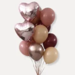 Autumn | two heart shaped helium balloons and 10 latex