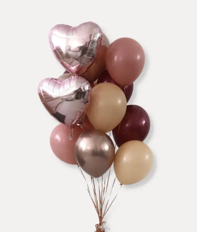 Autumn | Two Heart Shaped Helium Balloons and 10 Latex