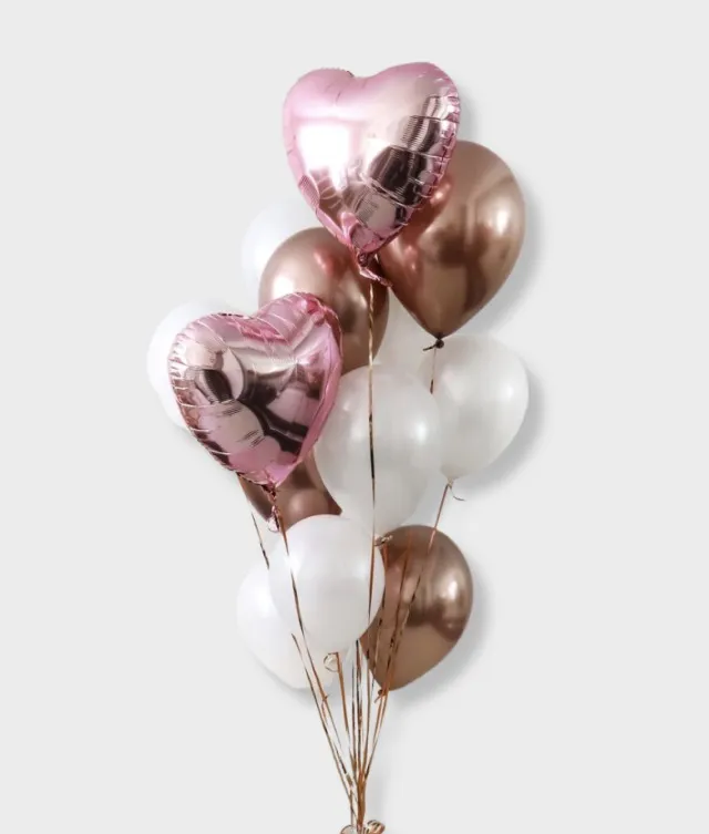 For Her | Two Heart Shaped Balloons and 10 Helium Balloons