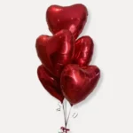 Ivy | five red heart shaped helium balloons