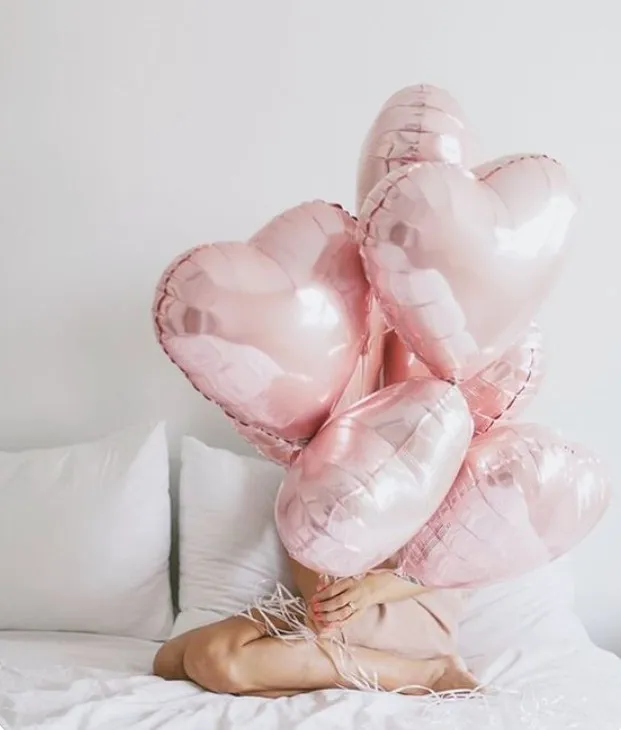Layla | Six Heart Shaped Pink Helium Balloons