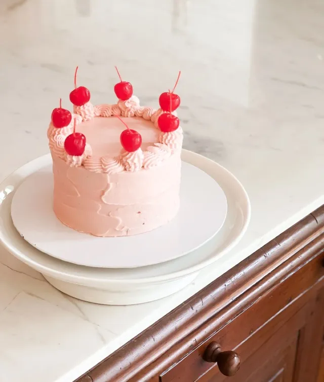 Vanilla Pink Cake with Maraschino Cherries | 1kg -  