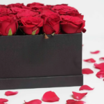 25 fresh roses in a stylist black box