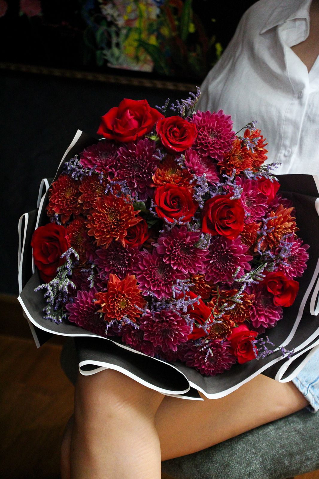 Cameron | Red Roses and Chrysanthemums