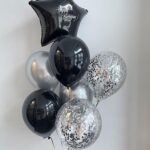 Create a memorable balloon arrangement for your special occasion! 6 latex balloons with 1 personalized star balloon color theme can be customized