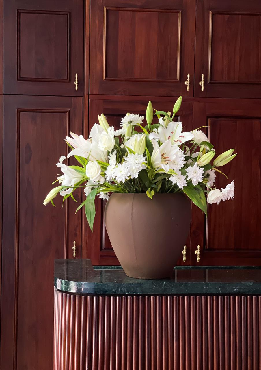 Bronwyn | White Lilies and Chrysanthemums