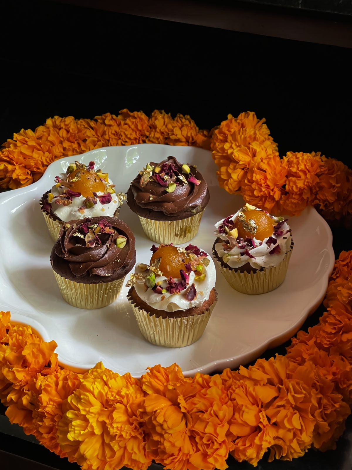 Gulab Jamun Rose and Pistachio Knafeh Chocolate Cuppies | Box of 12 -  