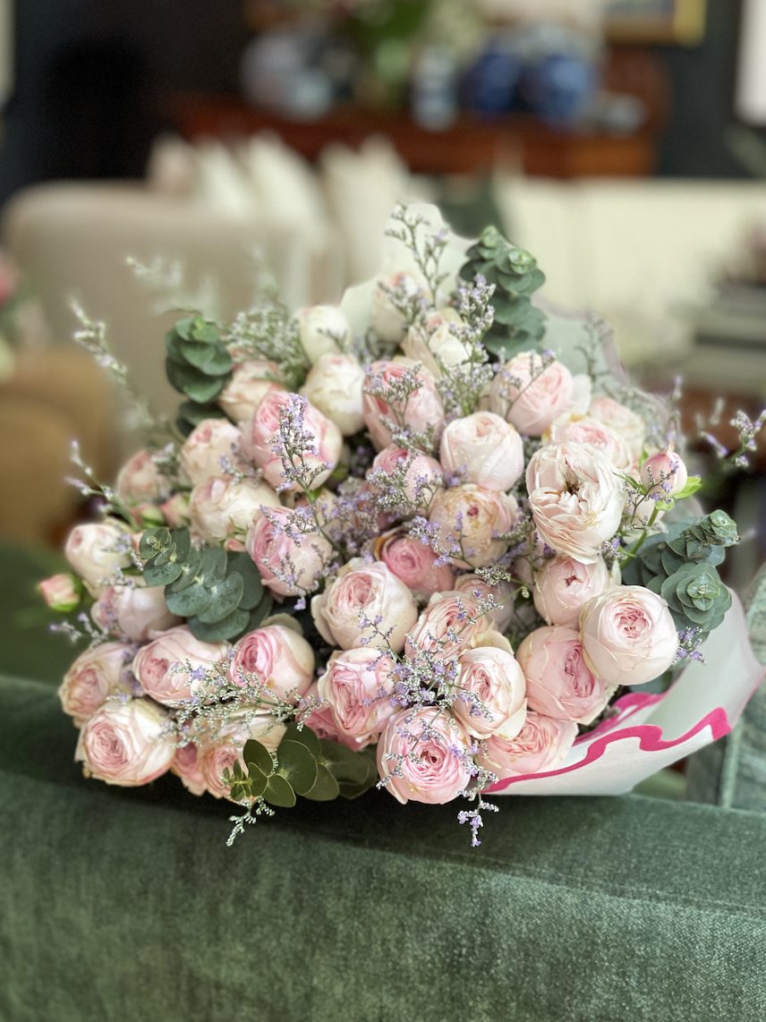 Imported Pink Spray Roses | Petite Arrangement | Approx 16 Inch Width -  